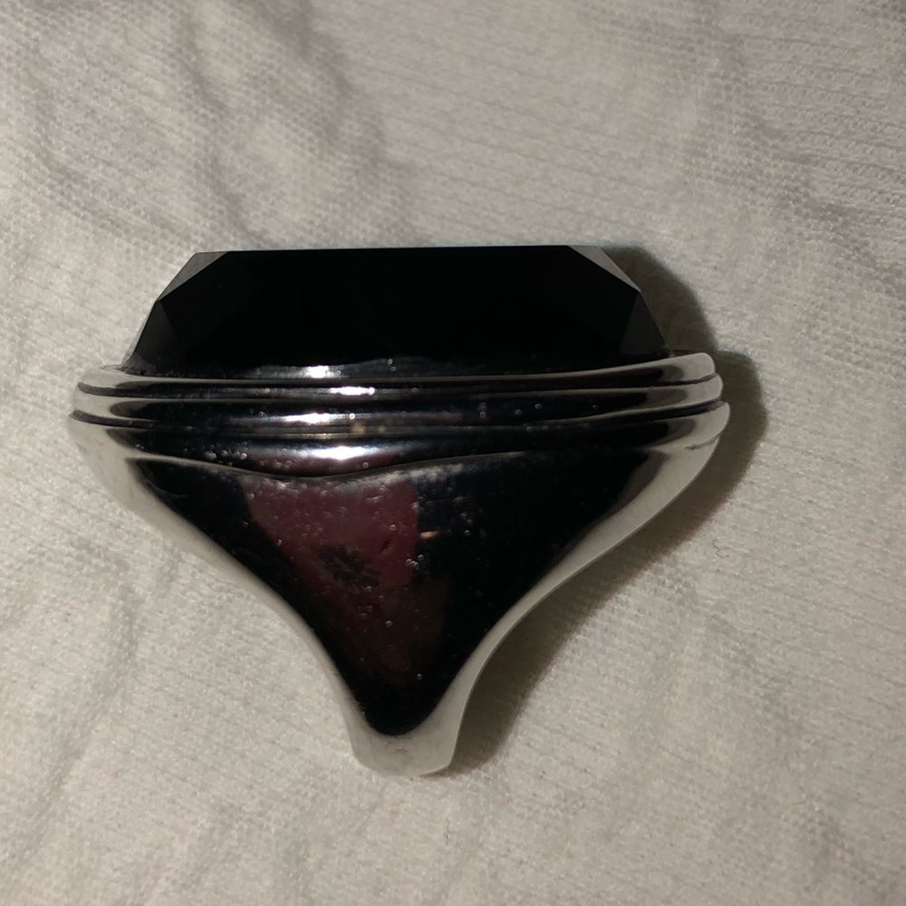 Faceted Black Stone Statement Ring - image 4